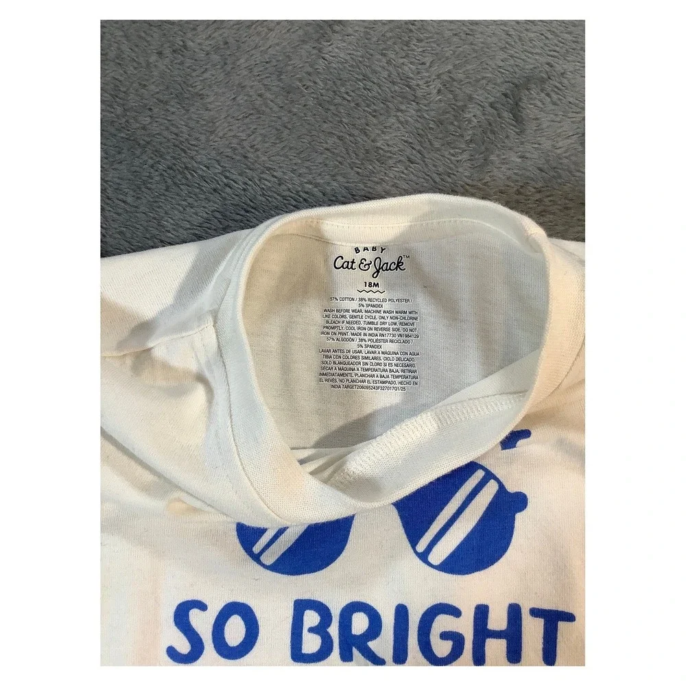 Cat & Jack Baby T-Shirt‎ 18M White Future So Bright Sunglasses Graphic Tee NWT